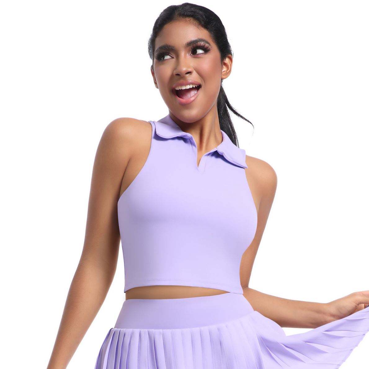 Tight Sports Vest for Women Running Tennis Fitness Top POLO Lapel Tank Top for Women